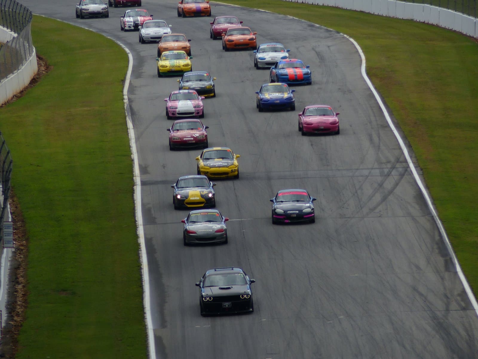 Spec Miatas race at Road Atlanta